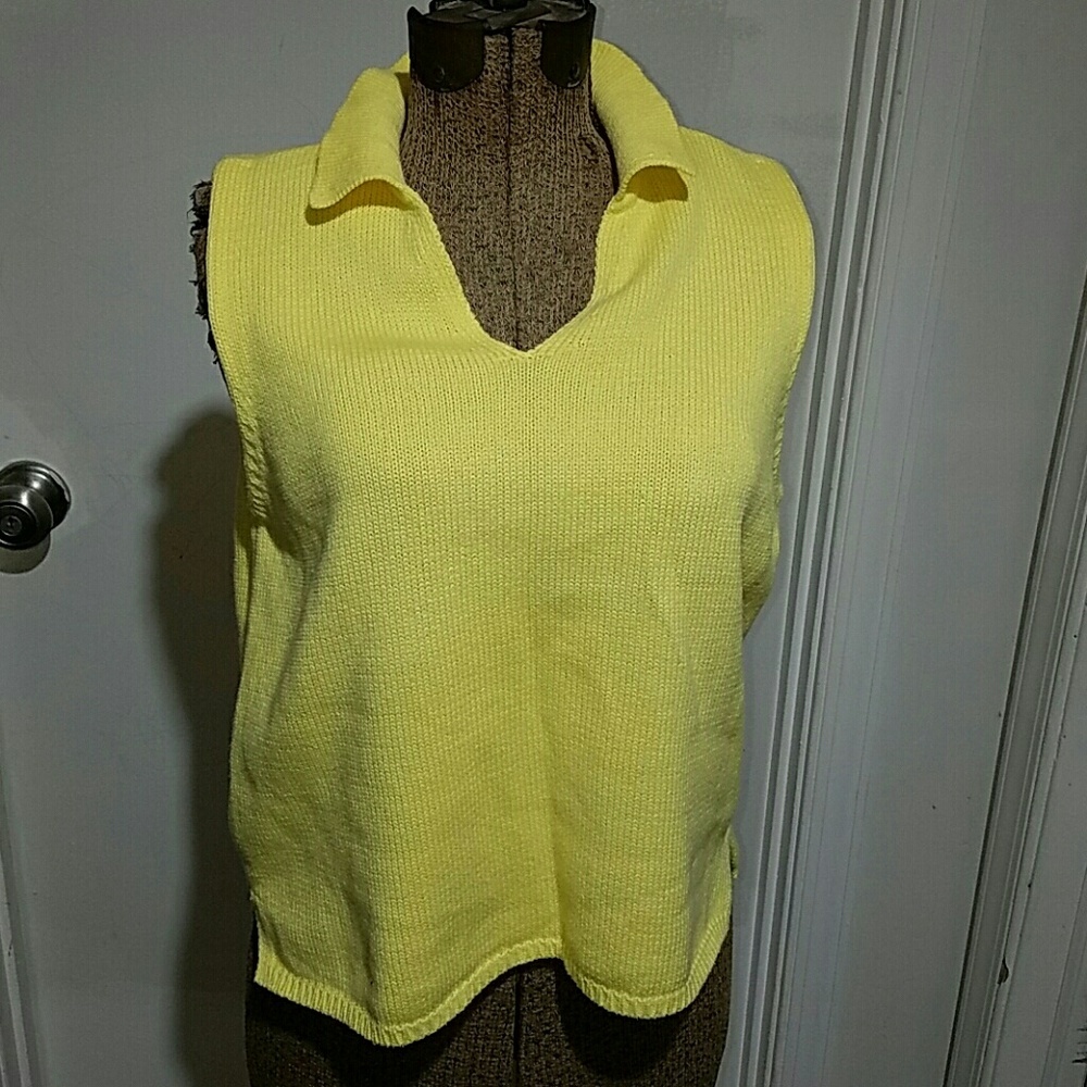 Jeanne Pierre Layering Yellow Sleeveless Sweater Blouse